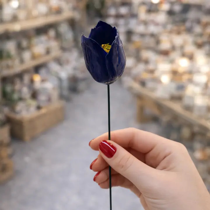 FLOR ITALIANA EM CERAMICA HASTE TULIPA 6-7 CM ARANCIONE