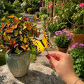 HASTE DE BORBOLETA EM CERAMICA ITALIANA 5 CM CAPODIMONTE AMARELO E LARANJA