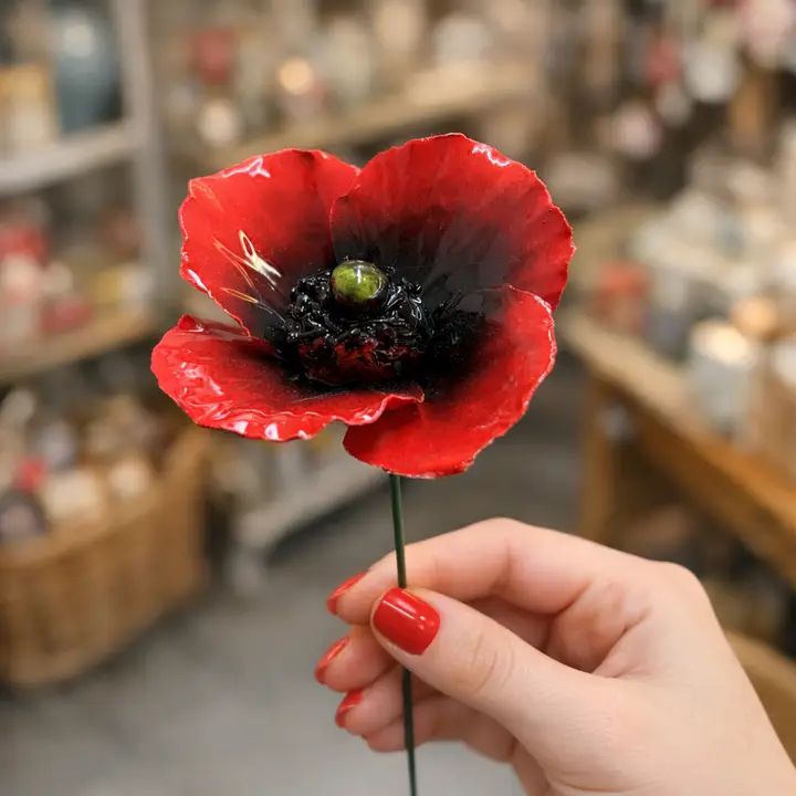 FLOR CER ITALIANA HASTE  PAPOULA ROSSO 6X 7 CM