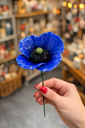 FLOR CER ITALIANA HASTE PAPOULA OR CAPODIMONTE BLU 6-7 CM