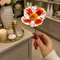 FLOR CER ITALIANA HASTE DE PAPOILA MACCHIE ROSSO ARANCIONI6-7 CM