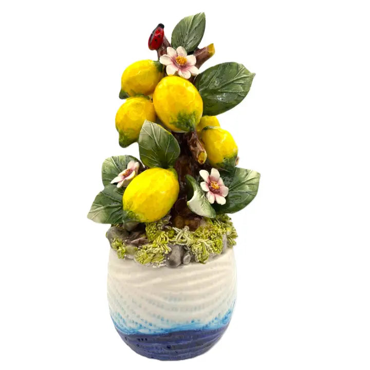 ESCULTURA CERAMICA ITALIANA DE PLANTA DE LIMÃO 28 CM