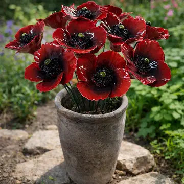 FLOR CER ITALIANA HASTE PAPOULA OR CAPODIMONTE BLU 6-7 CM