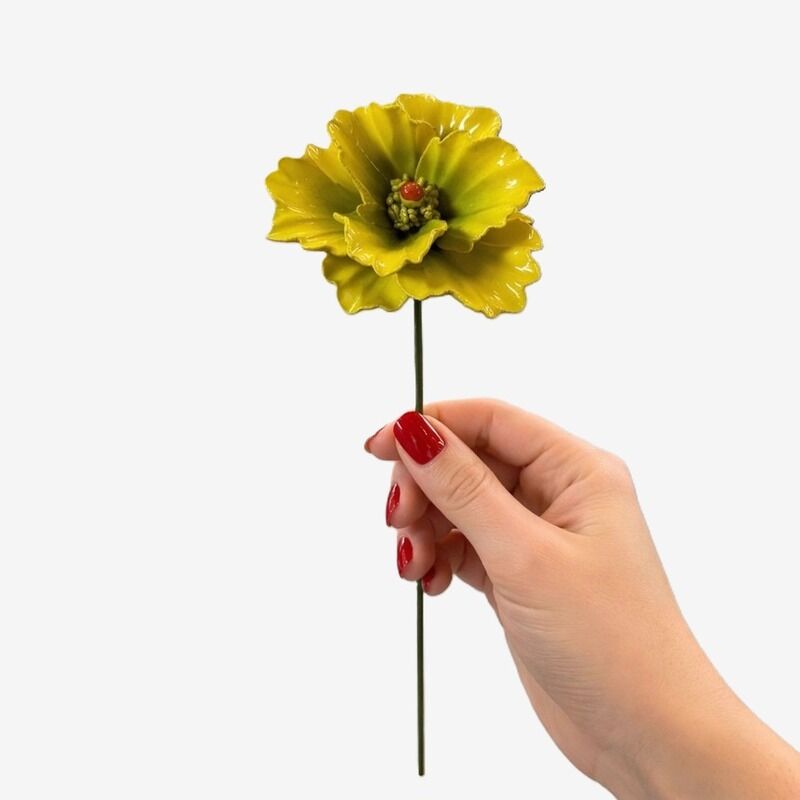 FLOR CER ITALIANA PAPOULA OR CAPODINEMENTE  GIALLO E VERDE 6X 7 CM