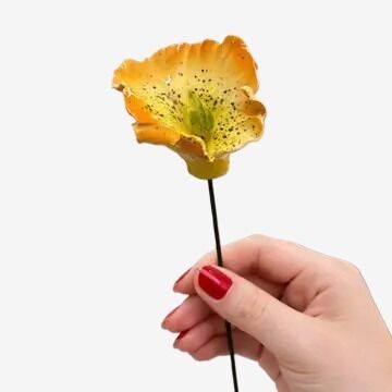 FLOR ITALIANA EM CERAMICA ASTROMERIA 6-7 CM ARANCIO E GIALLO