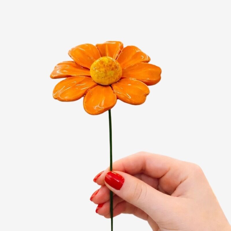 FLOR ITALIANA EM CERAMICA MARGARIDA 6-7 ARANCIONE