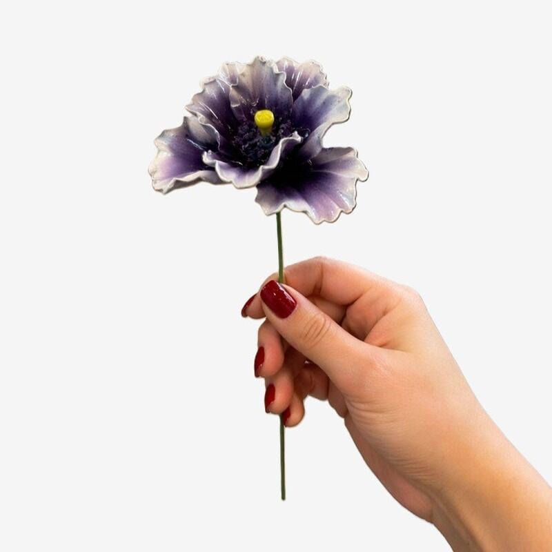 FLOR CER ITALIANA PAPOULA OR CAPODINEMENTE VIOLA E BIANCO 6X 7 CM