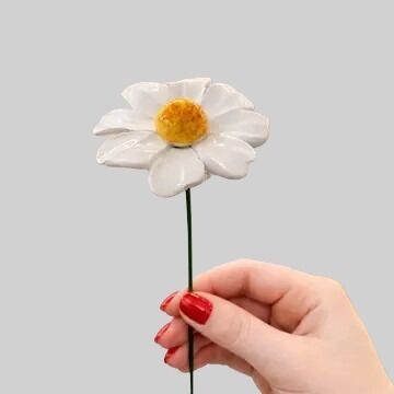 FLOR ITALIANA EM CERAMICA MARGARIDA 6-7 BIANCO