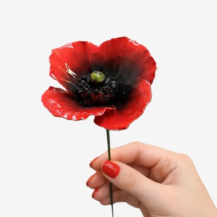 FLOR ITALIANA EM CERAMICA PAPOLA 6-7 CM ROSSO